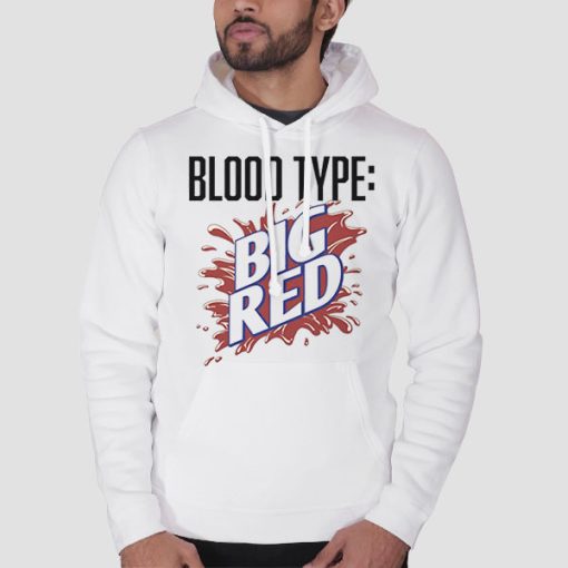 Hoodie White Big Red Soda Pop Drink Logo Funny Blood Type Parody