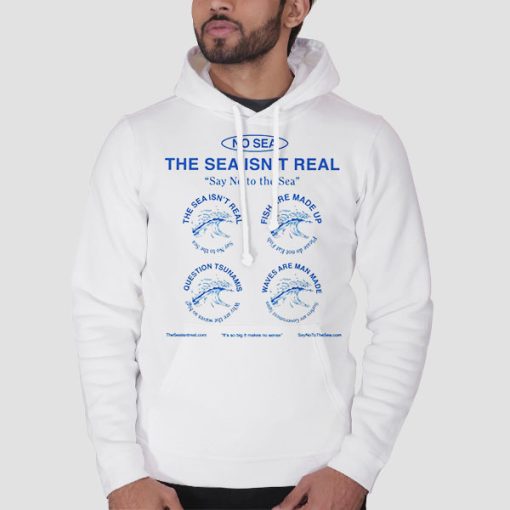 Hoodie White By the Sea Merch Say No the Sea
