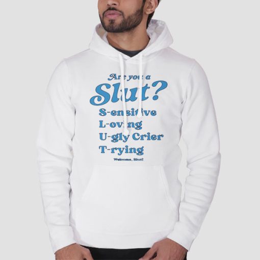 Hoodie White Vintage Inspired Are You a Slut