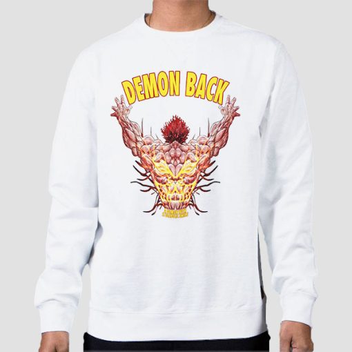 Sweatshirt White A Demon With a Diabolic Smile Demon Back Baki Back Printed