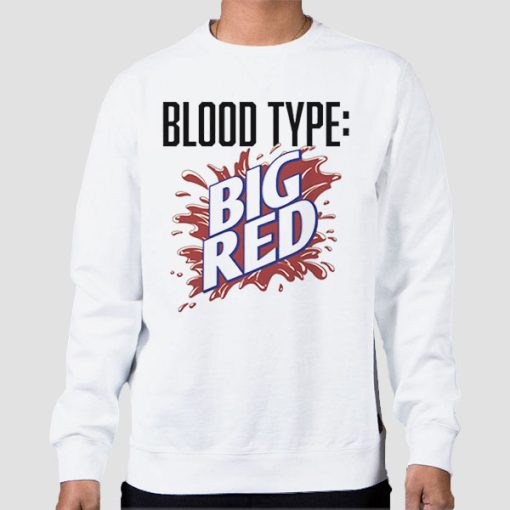 Sweatshirt White Big Red Soda Pop Drink Logo Funny Blood Type Parody