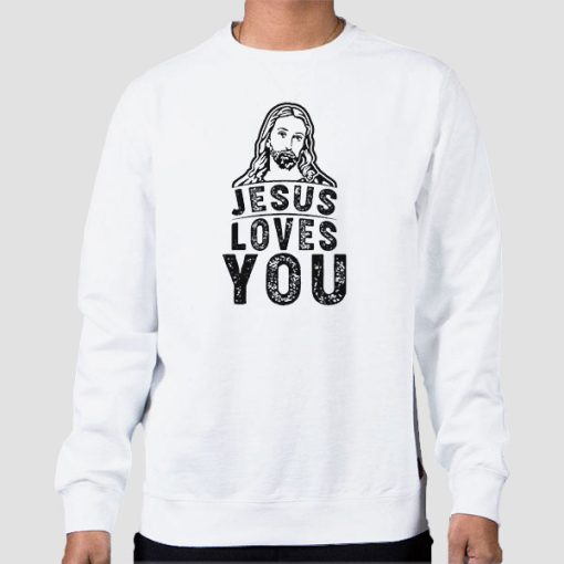 Sweatshirt White Christmas Jesus Loves You