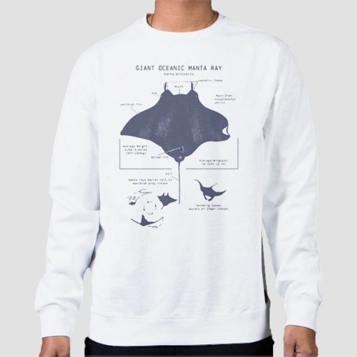 Sweatshirt White Giant Oceanic Manta Ray Anatomy Funny