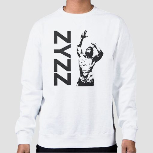 Sweatshirt White Gym Bodybuilding Zyzz