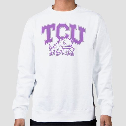 Sweatshirt White Horned Frogs Initials Mascot Tcu