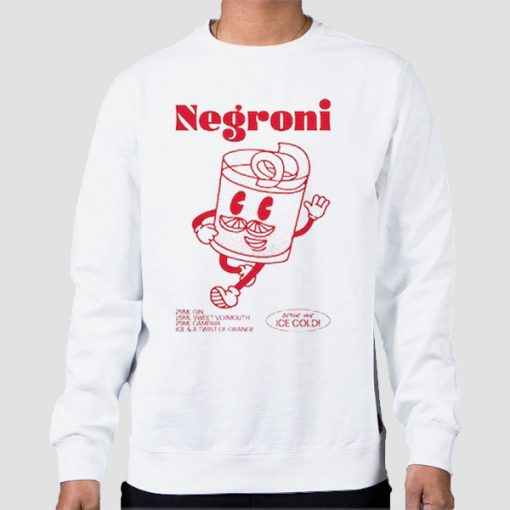 Sweatshirt White Retro Cartoon Negroni Cocktail Back Printed