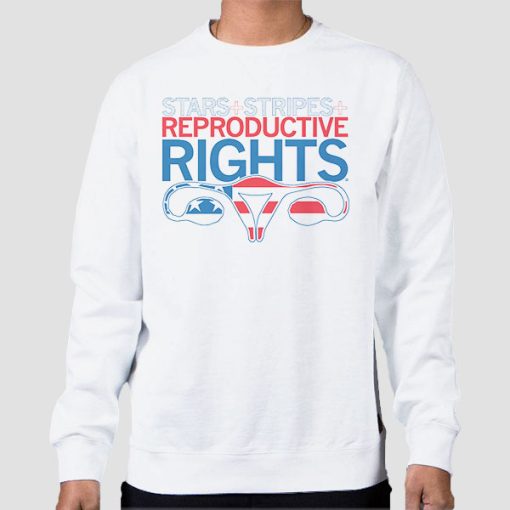 Sweatshirt White Stars Stripes and Reproductive Rights