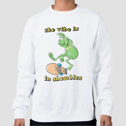 Sweatshirt White The Vibe Is Frog Vibe in Shambles
