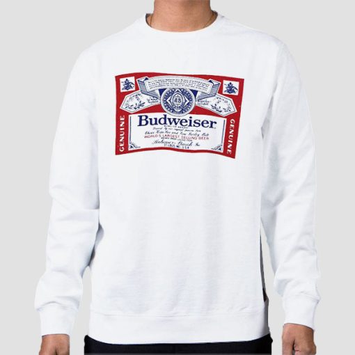 Sweatshirt White Vintage 90s Budweiser