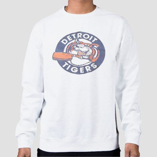 Sweatshirt White Vintage 90s Detroit Tigers