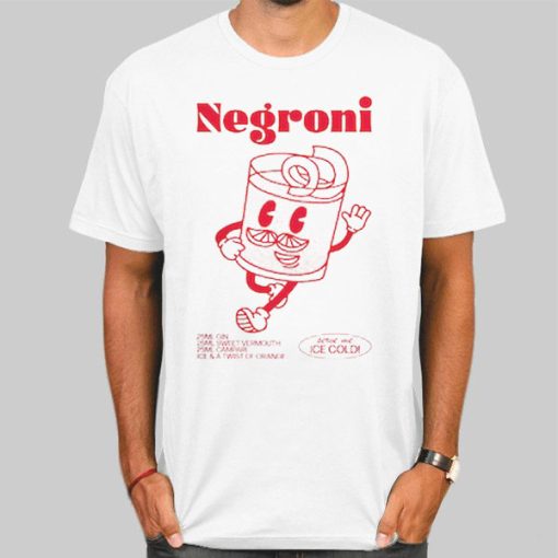 Retro Cartoon Negroni Cocktail T Shirt Back Printed