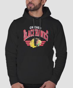 Hoodie Black Graphic Chicago Vintage Blackhawks