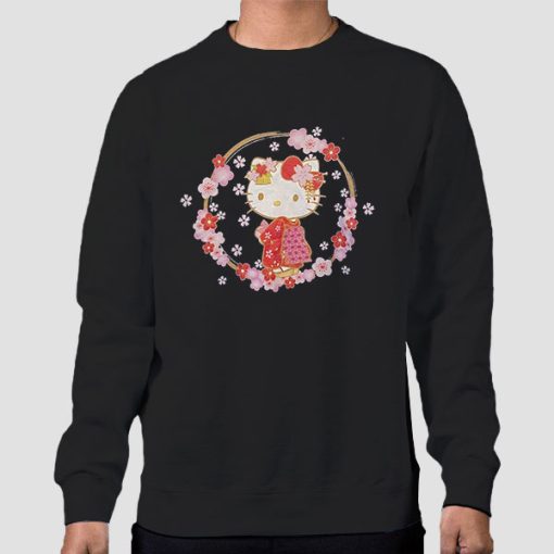 Sweatshirt Black Hello Kitty Kimono Sanrio