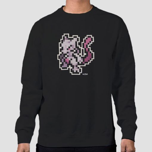 Sweatshirt Black Pixel 8 Bit Mewtwo