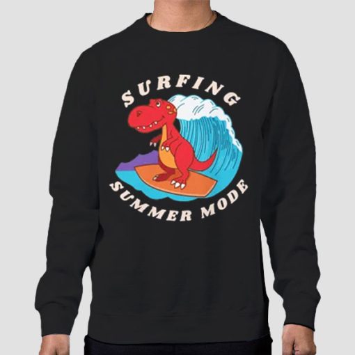 Sweatshirt Black Surfing Summer Mode Chibi T Rex