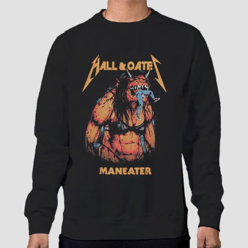 Sweatshirt Black Vintage 90s Metal Beast Hall and Oates Maneater