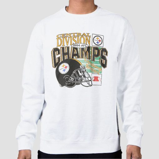 Sweatshirt White 1994 NFL Central Division Champs Vintage Steelers