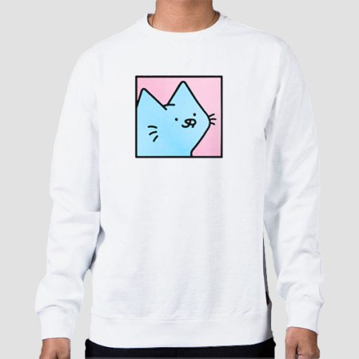 Sweatshirt White Box Pink Cat