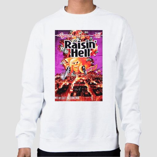 Sweatshirt White Out of Control Raisin Hell