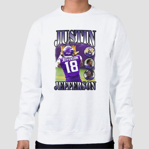 Sweatshirt White Retro Minnesota Vikings Justin Jefferson