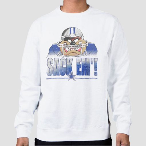 Sweatshirt White Sack Em' 1996 Vintage Dallas Cowboys