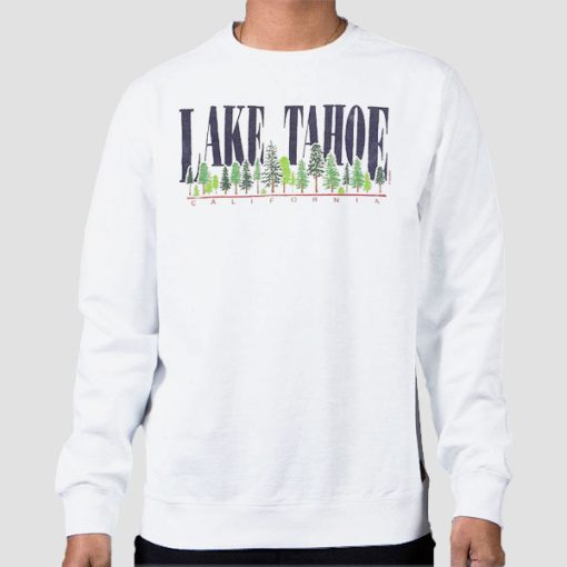 Sweatshirt White Vintage California Lake Tahoe