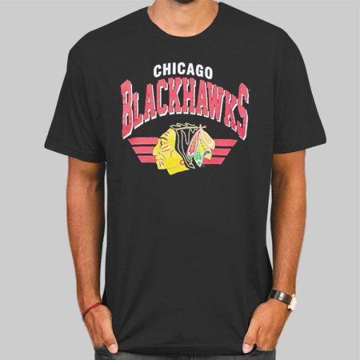 T Shirt Black Graphic Chicago Vintage Blackhawks