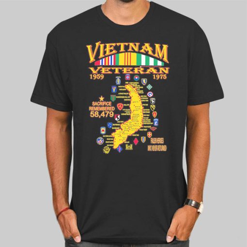 Graphic Maps Veteran Vietnam T Shirt
