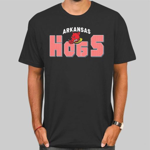 T Shirt Black Hogs Graphic Vintage Arkansas