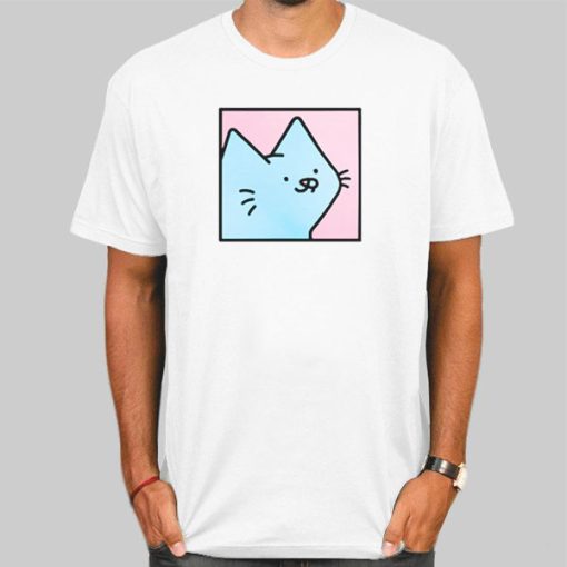 T Shirt White Box Pink Cat