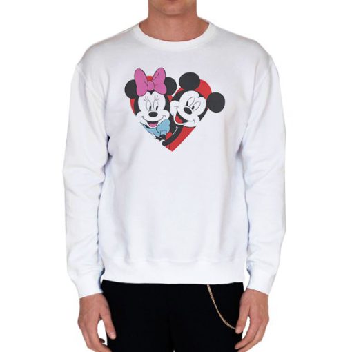 White Sweatshirt Happily in Love Mickey and Minnie