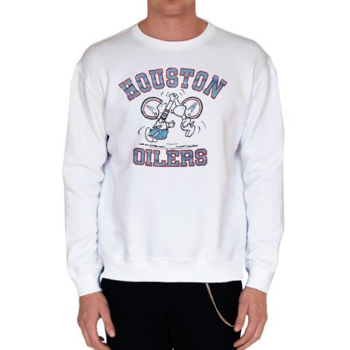 White Sweatshirt Vintage 90s Houston Oilers