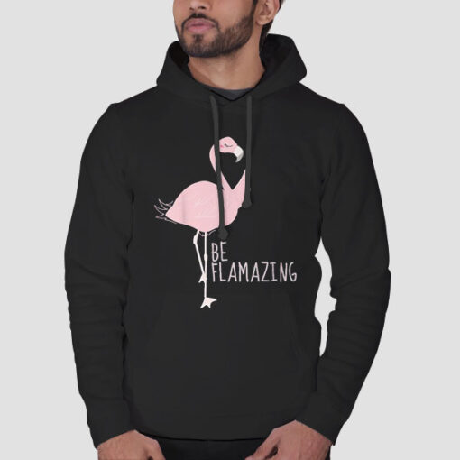 Hoodie Black Funny Flamingo Be Flamazing