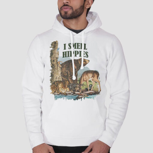 Hoodie White Inspired Art I Smell Hippies