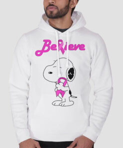 Hoodie White Snoopy Breast Cancer Pink Awareness