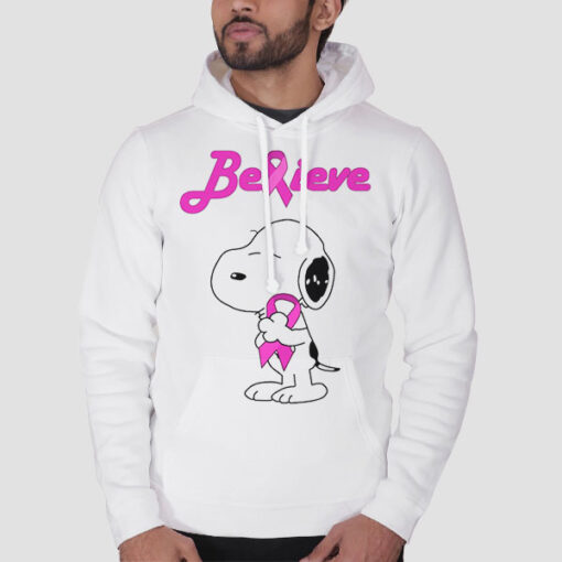 Hoodie White Snoopy Breast Cancer Pink Awareness