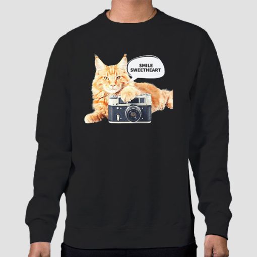 Sweatshirt Black Funny Cameraman Cat Smile Sweetheart