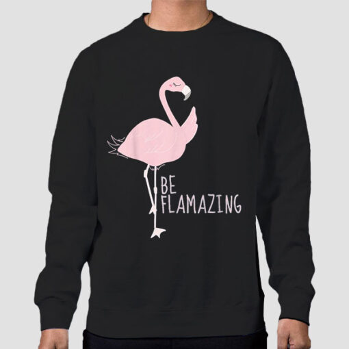 Sweatshirt Black Funny Flamingo Be Flamazing