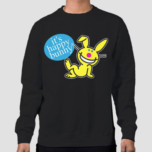 Sweatshirt Black Funny Logo It's Happy Bunny