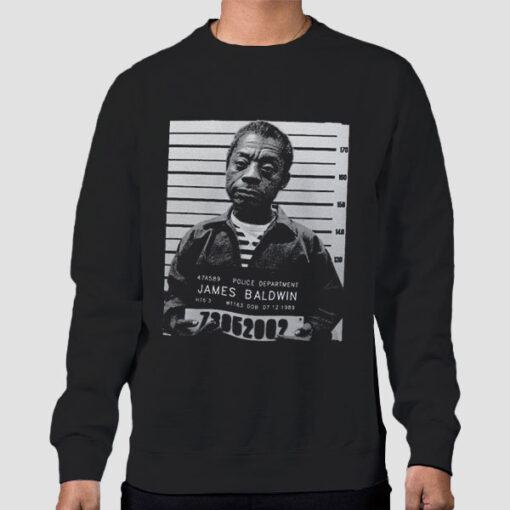Sweatshirt Black Funny Mugshot James Baldwin