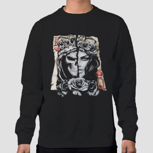 Sweatshirt Black Gothic King Queen Skull Hearts