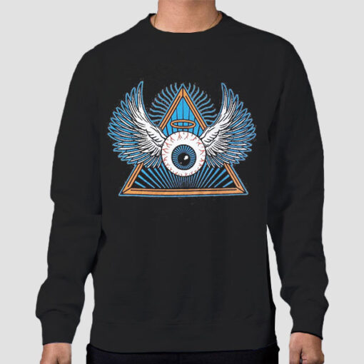 Sweatshirt Black Inspired Wings With Eyes