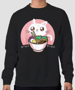 Sweatshirt Black Kawaii Japanese Ramen Cat Lover