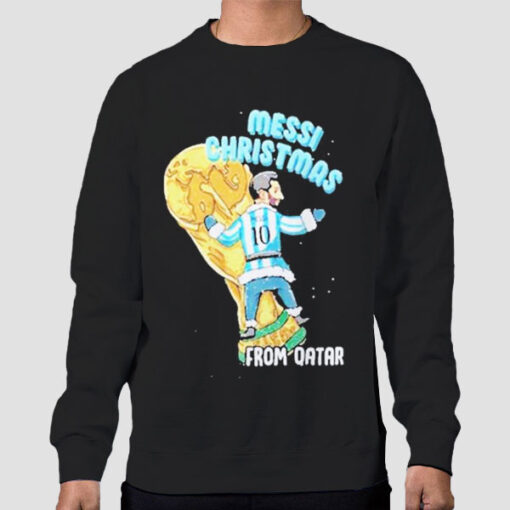 Sweatshirt Black Meme Messi Christmas From Qatar