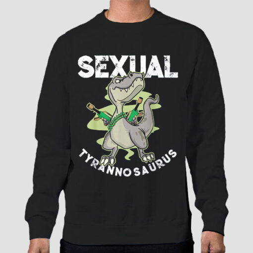 Sweatshirt Black Parody Cartoon Sexual Tyrannosaurus