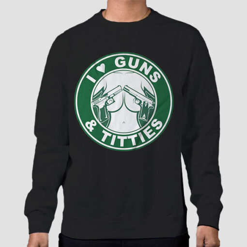 Sweatshirt Black Parody Logo Boobs and Guns