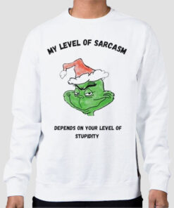 Sweatshirt White Classic Grinch My Level of Sarcasm