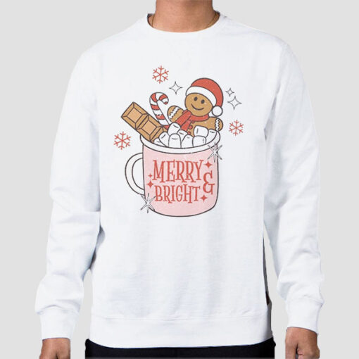 Sweatshirt White Funny Merry Bright Gingerbread