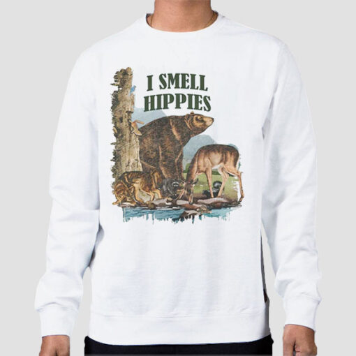 Sweatshirt White Inspired Art I Smell Hippies