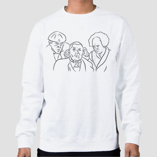 Sweatshirt White Inspired Line Art Three Stooges